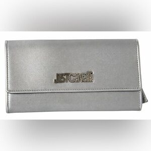 Just Cavalli Metallic Silver Wallet Clutch